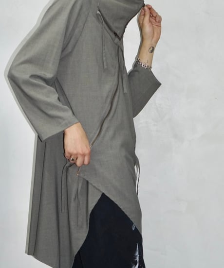 00s bell chu very diagonal zip asymmetry poly coat