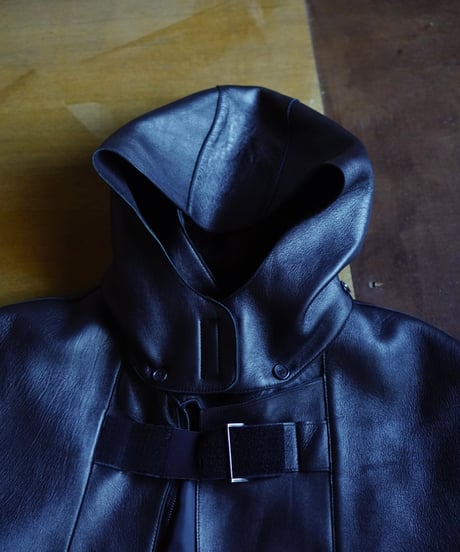 90s made in italy leather velcro coat