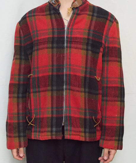 60s vtg check wool jacket
