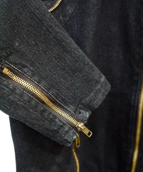 80s Baccini zip-up design black denim jacket