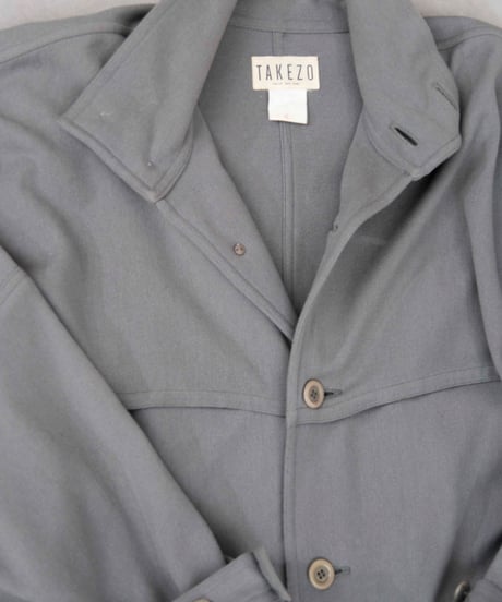 80s vtg TAKEZO deformation wool super long coat