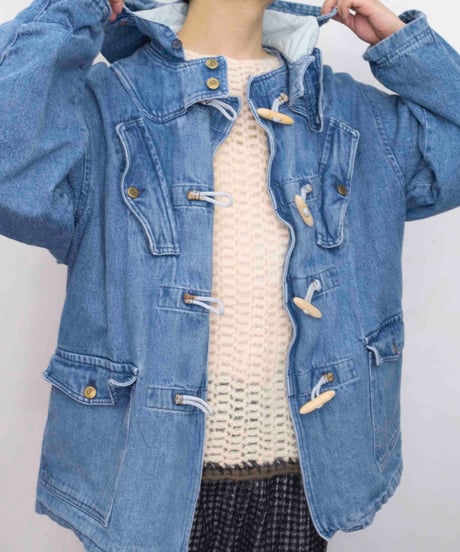 90s vtg denim duffle coat