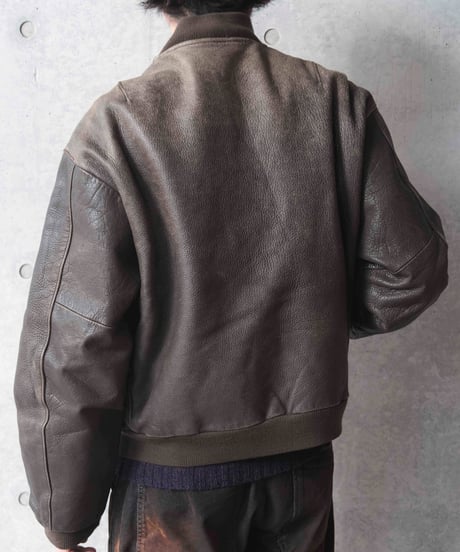 80-90s CHEVIGNON leather bomber jacket