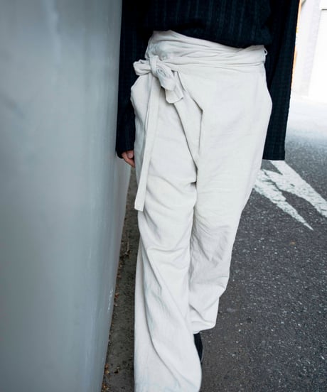 linen wrapped design wide pants