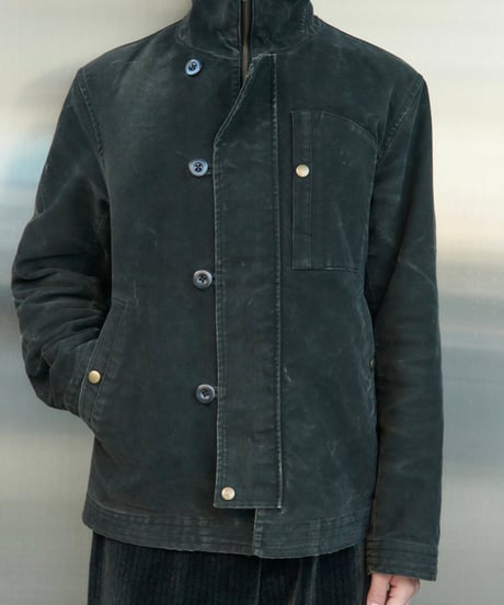 00s leather switching duck jacket