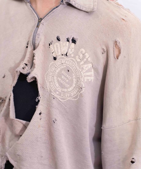 60s vtg HEILEMAN super damaged halfzip sweat