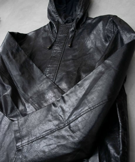 90s CANOE LAKE hoodie pig leather coat