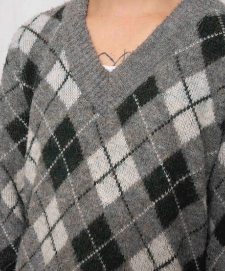 60s ARROW argyle shaggy knit sweater