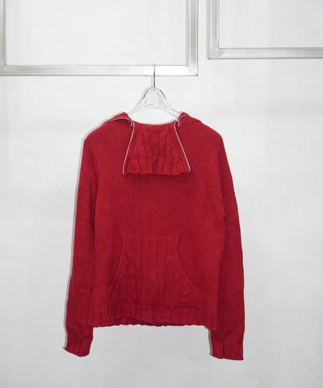 80-90s vtg deformation zip hi-neck knit