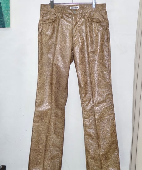 21AW TTT MSW poly fake leather python slacks