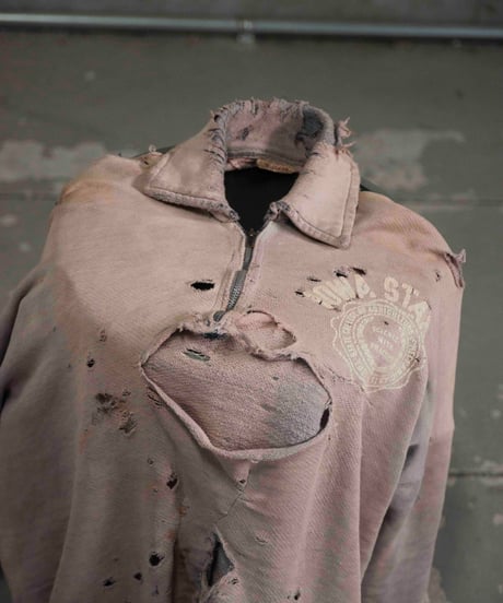 60s vtg HEILEMAN super damaged halfzip sweat