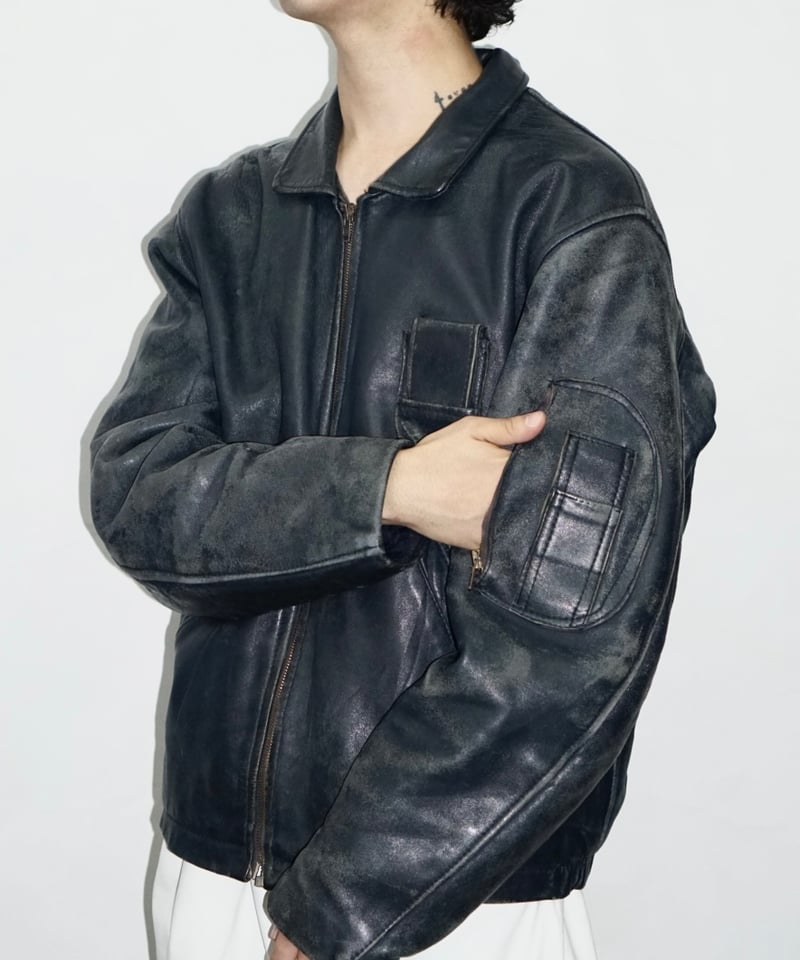 70s vtg French army leather pilot jacket | PURITY