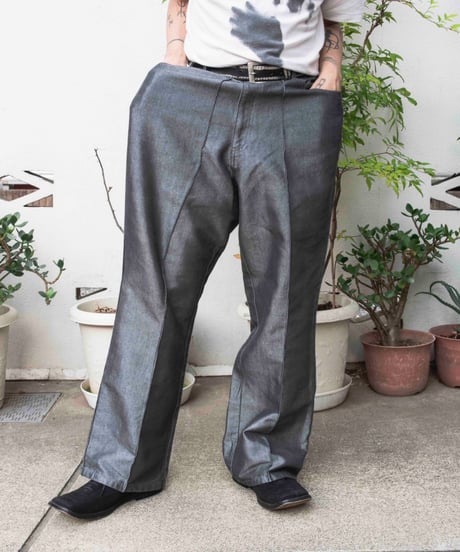 90s silver coating buggy cotton/poly pants