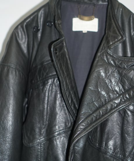 80s vtg TIME TABLE deformation leather jacket