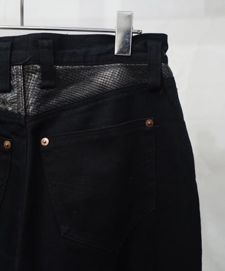 90s arrston volaju snake leather switching black denim