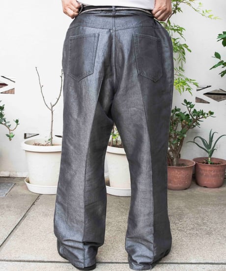 90s silver coating buggy cotton/poly pants