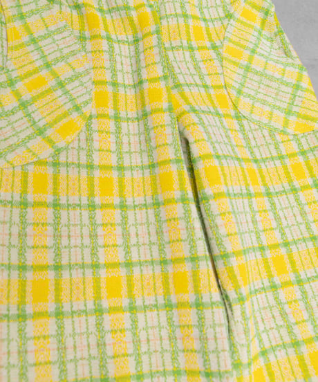 70s vtg yellow check flare slacks