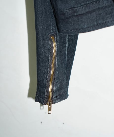 80s Baccini zip-up design black denim jacket