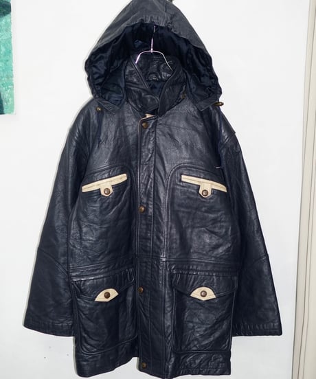 80s vtg Storm Bird sheepskin leather middle coat