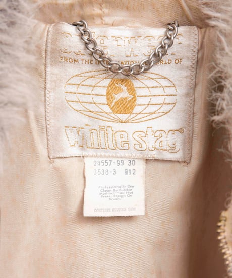 50s white stag fur coat
