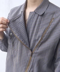 80s zip design check shirts