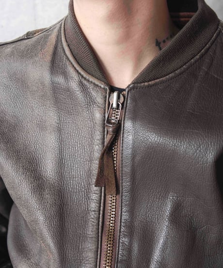 80-90s CHEVIGNON leather bomber jacket