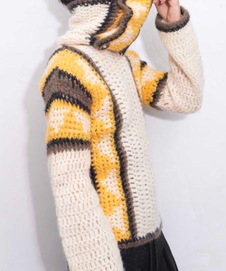 90s made in Italy handmade wool knit with neck warmer