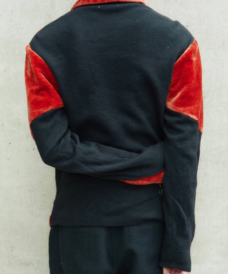 70s vtg knit × velour pullover