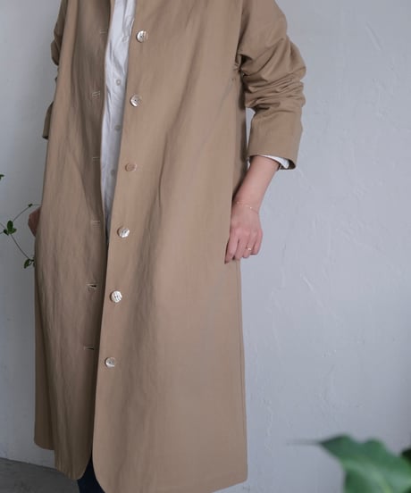 【AURA】和紙スタンドカラーコート#ivory/beige