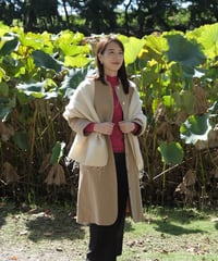 【AURA】和紙スタンドカラーコート#ivory/beige