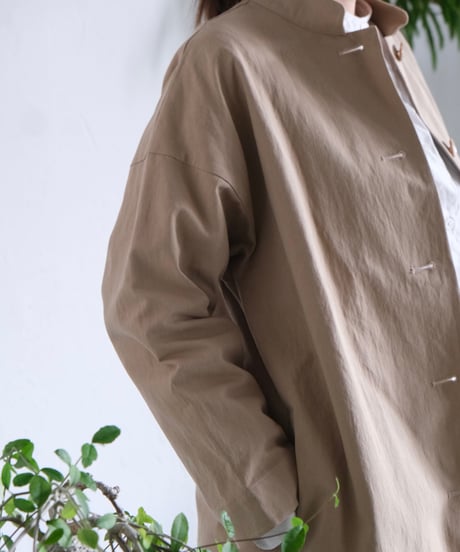 【AURA】和紙スタンドカラーコート#ivory/beige