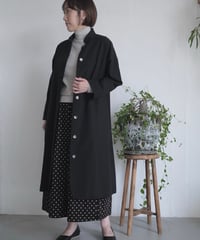【AURA】和紙スタンドカラーコート#black