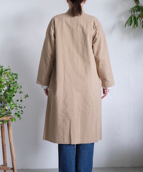 【AURA】和紙スタンドカラーコート#ivory/beige