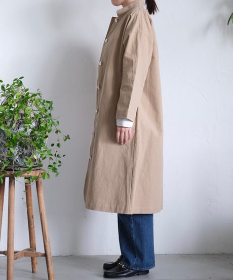 【AURA】和紙スタンドカラーコート#ivory/beige