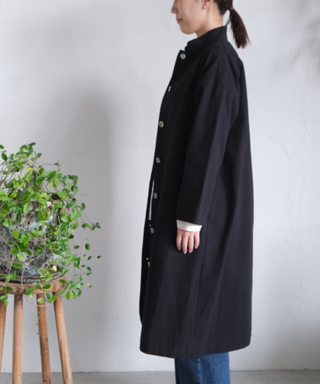 【AURA】和紙スタンドカラーコート#black