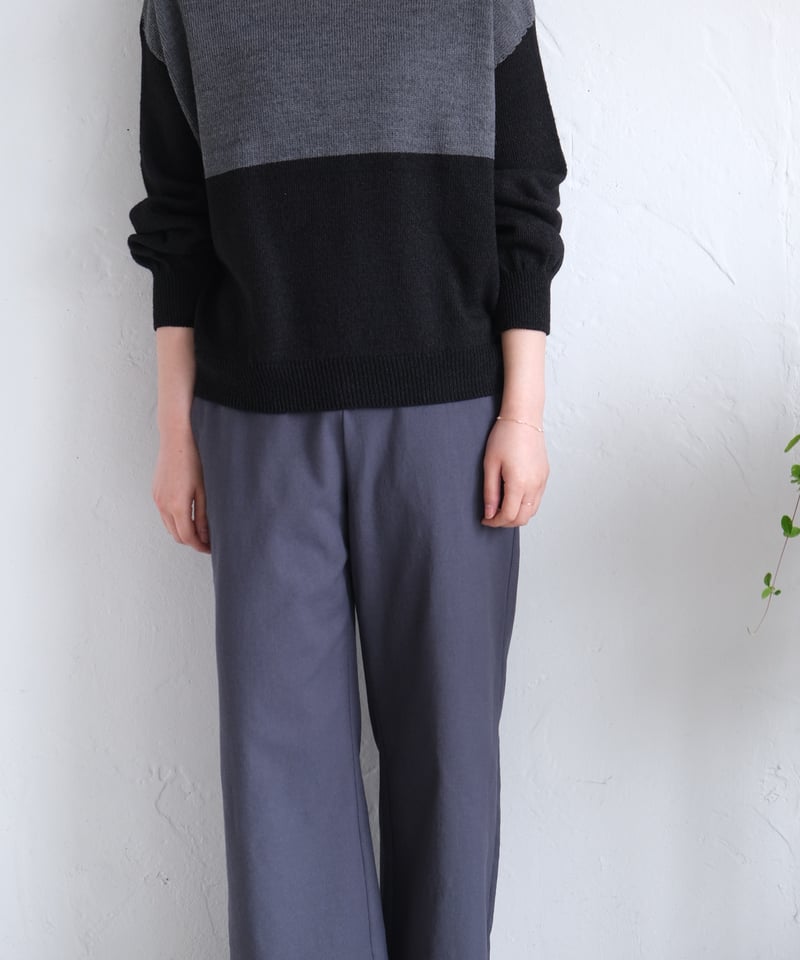 AURA】和紙ニット ウール混P/O #black×charcoal | AURA