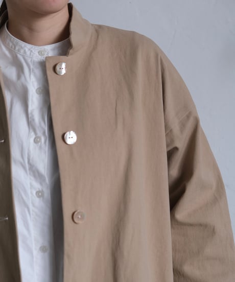 【AURA】和紙スタンドカラーコート#ivory/beige