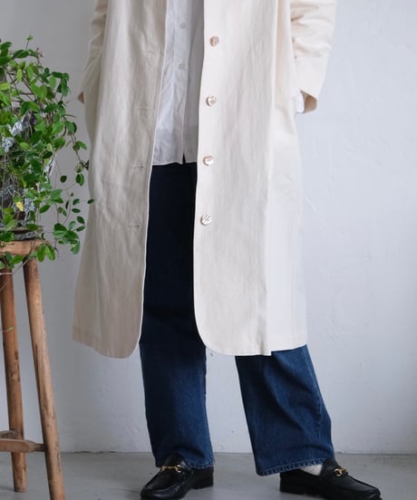 【AURA】和紙スタンドカラーコート#ivory/beige