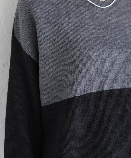 【AURA】和紙ニット　ウール混P/O  #black×charcoal