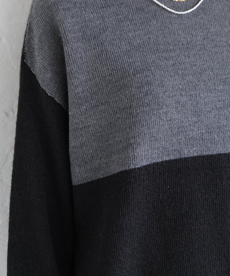 MARKAWARE 和紙ニット　サイズ2 ブラック AURA】和紙ニット ウール混P/O #black×charcoal | AURA