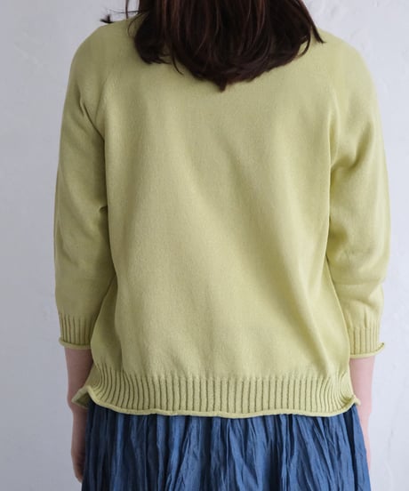 【AURA】和紙 2wayカーディガン　#lime green/navy /black
