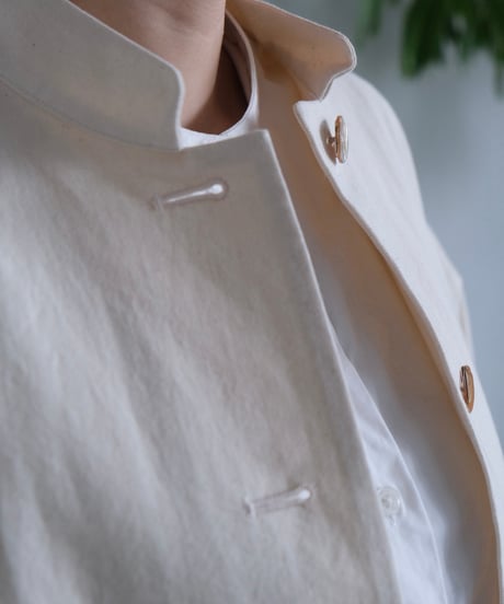 【AURA】和紙スタンドカラーコート#ivory/beige
