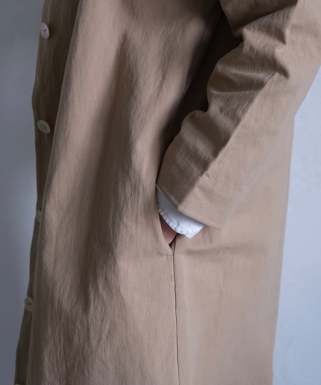 【AURA】和紙スタンドカラーコート#ivory/beige