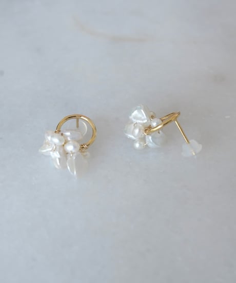 petal randum circle stud pierce/non hole pierce