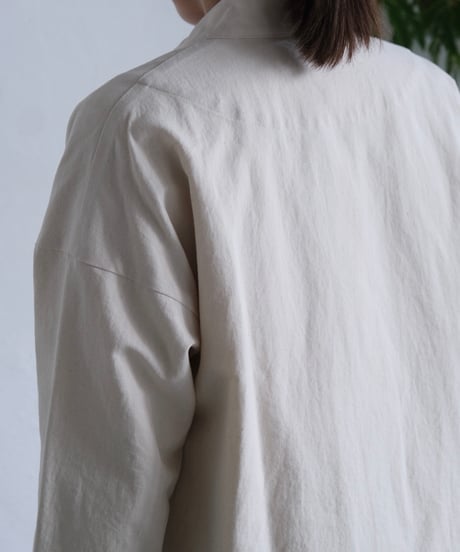 【AURA】和紙スタンドカラーコート#ivory/beige