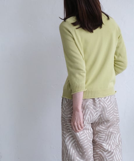 【AURA】和紙 2wayカーディガン　#lime green/navy /black