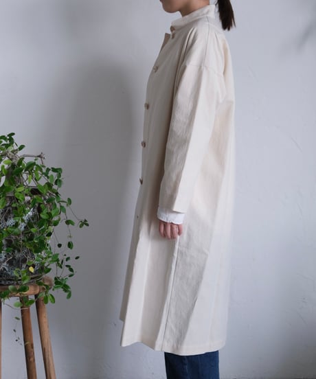 【AURA】和紙スタンドカラーコート#ivory/beige
