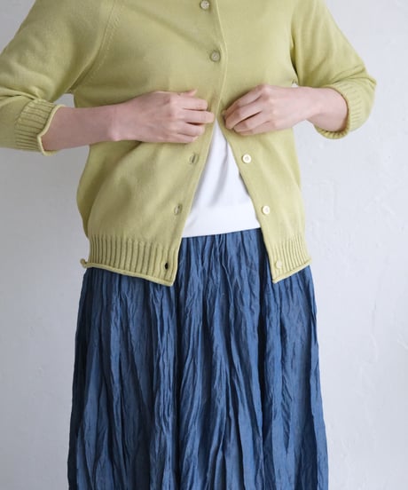 【AURA】和紙 2wayカーディガン　#lime green/navy /black