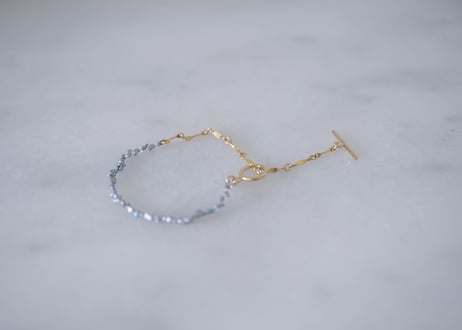 マルチ淡水パール、ゴールデンオーラ水晶 の 2連 がんば メモリー  