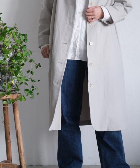 【AURA】和紙スタンドカラーコート#ice gray/black